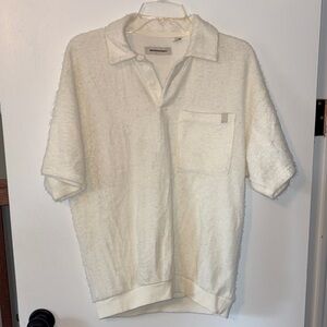 Men's Cream Textured Polo Shirt